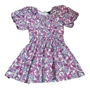 French Connection XL Floral Cotton Fontini Mini Dress Pink Cutout Puff Sleeves